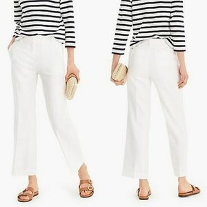 White Jcrew Peyton Straight Leg Crop Pants in Linen blend
